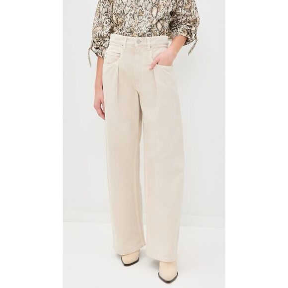 Isabel Marant Etoile Rachelle Wide-Leg Cream Jeans Size 28 High Waist - Picture 2 of 15
